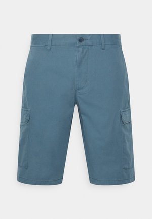 Blauwe cargoshorts van een katoenmix, met twee zijzakken en een knoopsluiting. Gladde textuur en recht model.
