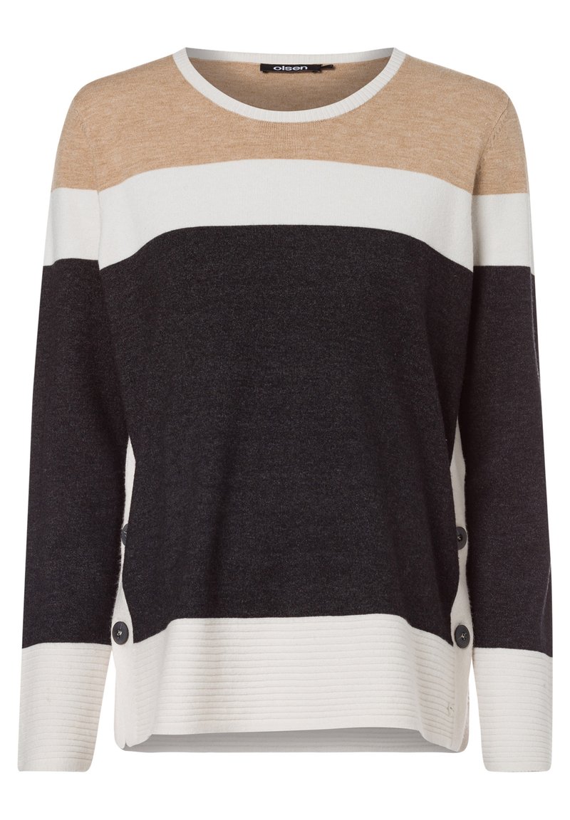 Damen Strickjacken | Olsen MIT KNOPFDETAIL AN DEN SEITEN Strickpullover anthrazit - CM42243 Damen Strickjacken | Olsen MIT KNOPFDETAIL AN DEN SEITEN Strickpullover anthrazit - CM42243