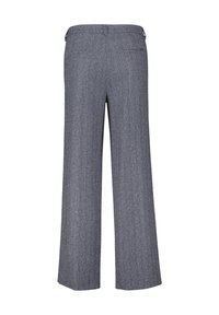 Grijze herringbone broek met een wijde pijp ontwerp, voorzien van een gladde textuur, twee achterzakken en riemlussen.