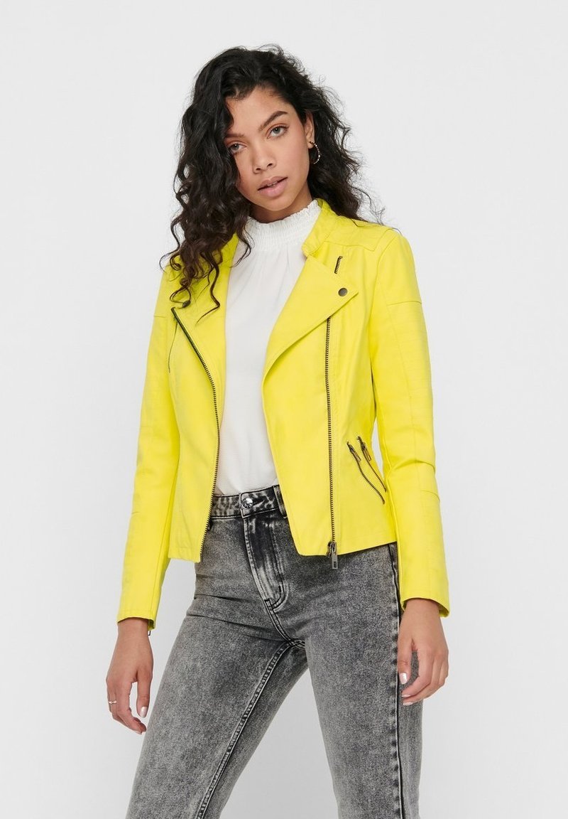 ONLY ONLAVA BIKER OTW NOOS - Jacka i konstläder - lemon drop