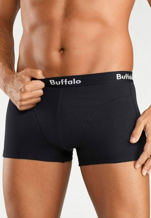 Schwarze Boxer-Briefs mit einem weichen Bund, der das "Buffalo"-Logo trägt. Der Stoff scheint glatt und dehnbar zu sein, was Komfort und eine gute Passform gewährleistet.