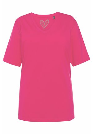Ulla Popken V-AUSSCHNITT, HALBARM - T-Shirt basic - magentapink