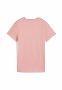 Šviesiai rožinė trumpa rankovė T-shirt su klasikiniu apvaliu kaklu. Minkšta medvilnė su glotnia tekstūra, be matomų raštų ar akcentų.