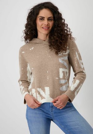 Monari Hoodie - milk chocolate gemustert