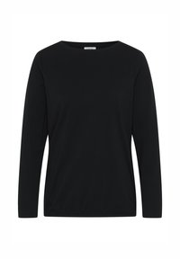 Zwarte lange mouw t-shirt van zacht katoen, met een ronde hals en rechte snit met minimale naaddetails.