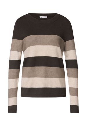 Street One, PULLOVER MIT RUNDHALS UND STREIFEN - Striktrøje - black coffee