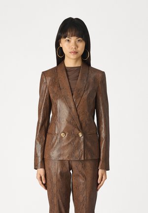 COATED JACKET - Blézer - coffee/black