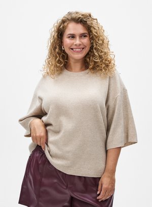 Zizzi, LOCKER SITZENDE - Βασικό μπλουζάκι - simply taupe mel