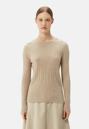 MIT R-AUSSCHNITT - Stickad tröja - beige
