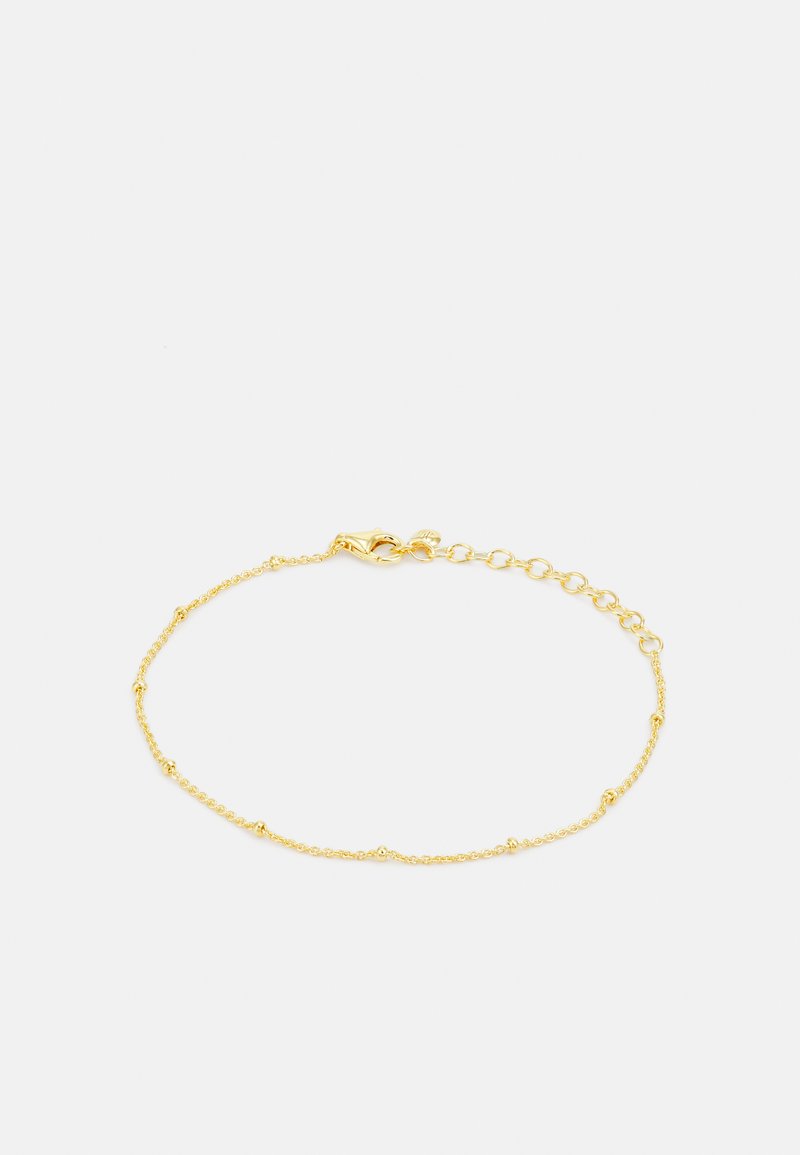 Χρυσή αλυσίδα βραχιόλι με μικρές χάντρες και κούμπωμα τύπου αστακός. Εύθραυστη, ελαφριά σχεδίαση με υφή στα κρίκους.