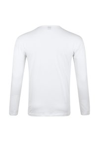 Witte longsleeve t-shirt met een ronde hals, gemaakt van een gladde stof. Heeft een effen achterkant en aansluitende mouwen, zonder zichtbare logo's of patronen.