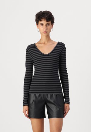 ONLY ONLTRISTA V NECK BOX  - Long sleeved top - black/magnet
