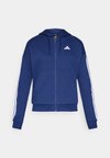 ESSENTIALS 3 STRIPES FULL ZIP HOODIE - Felpa con zip - dark blue/white