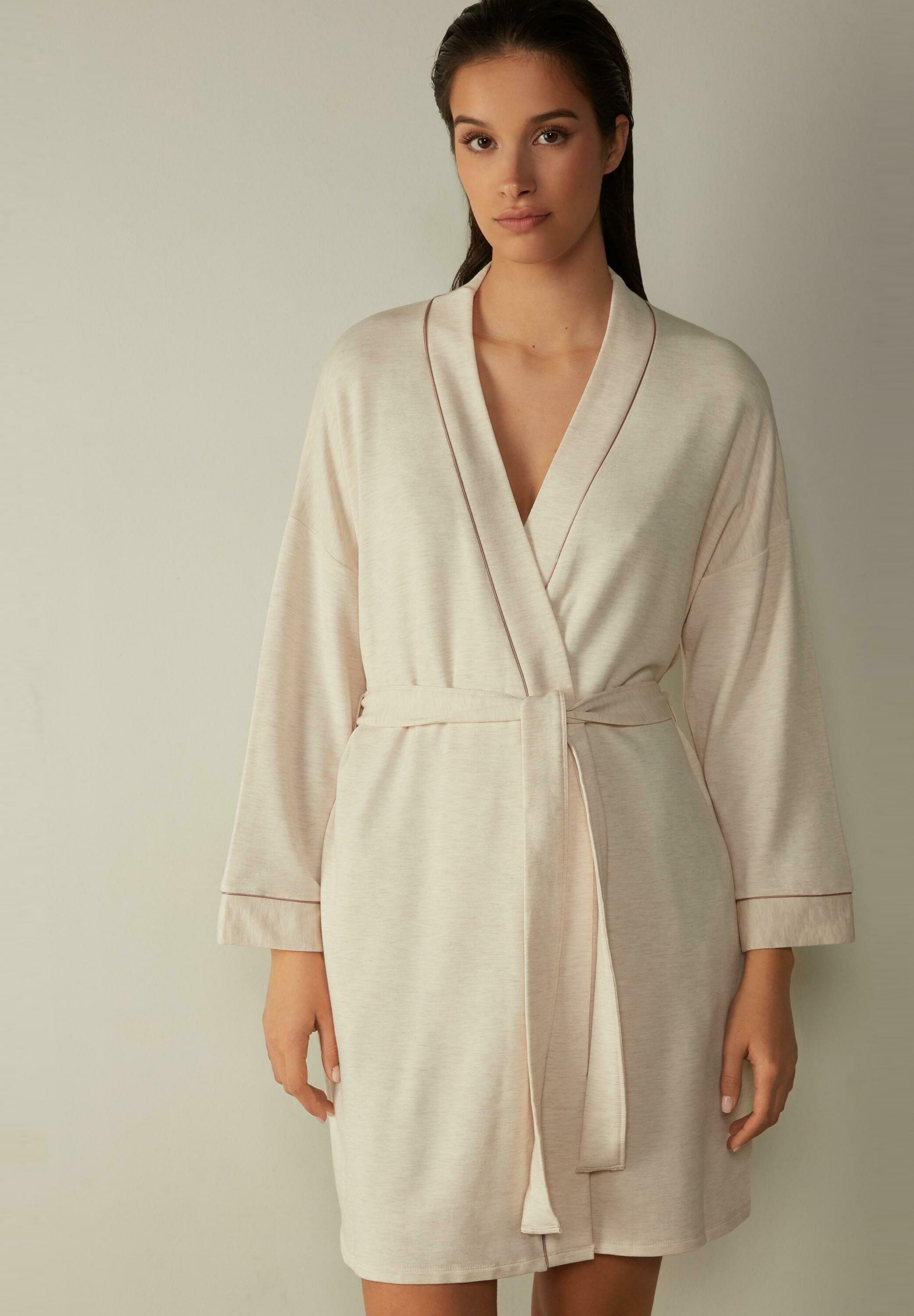 MORFORU Satin-Kimono Bademantel – Kurz, Seidig, Für Hochzeit & Party, Größen S-3XL