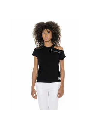 LEONE 1947, WOMAN SHORT SLEEVES BLACK&WHITE - T-shirt imprimé - black