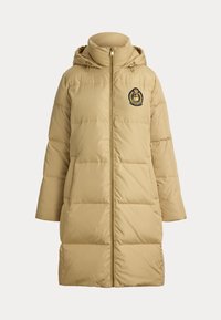CREST PATCH HOODED QUILTED DOWN COAT - Πουπουλένιο μπουφάν - beige