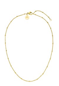 Gouden ketting met ronde kralen en een fijn schakeldesign. Inclusief een karabijnsluitingen en een klein merklabel.