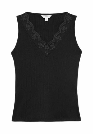 Marks & Spencer, RIBBED LACE TRIM VEST. - Top - black