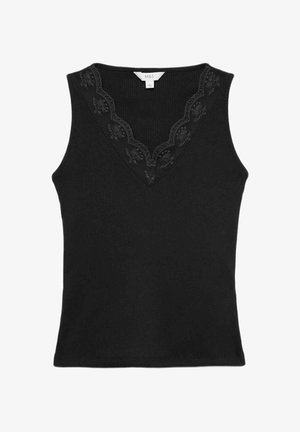 Marks & Spencer, RIBBED LACE TRIM VEST. - Top - black