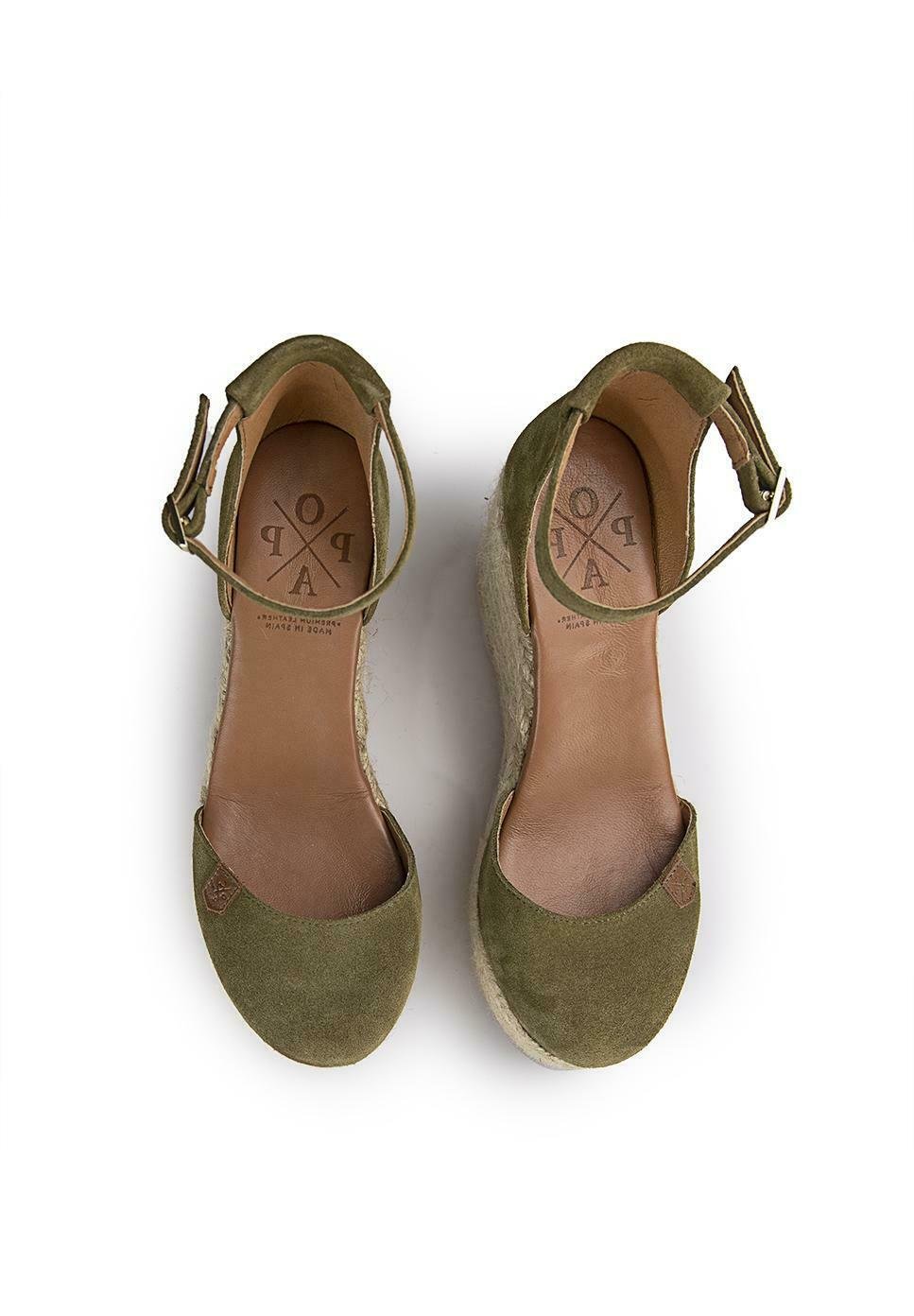 POPA AMBOLO SERRAJE - Sandalias de cuña - verde/verde jaspeado - Zalando.es