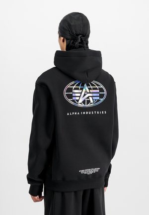 WORLD LOGO METALLIC BACKPRINT - Jersey con capucha - black