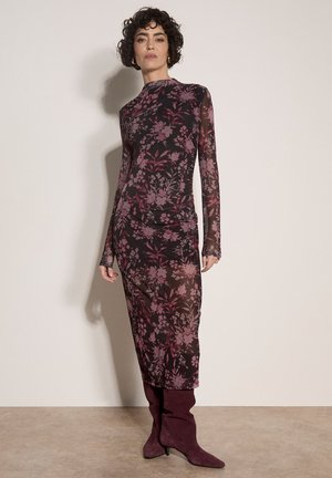 Apricot, FLORAL MESH MIDI DRESS - Shift dress - black