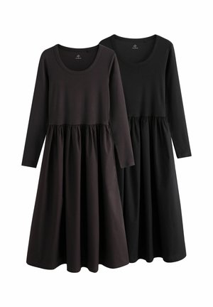 REGULAR FIT - 2 PACK LONG SLEEVE - Jersey dress - black/chocolate brown