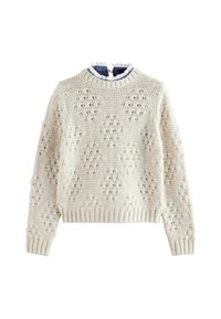 REGULAR FIT - FRILL COLLAR STITCH DETAIL  - Pulover - neutral