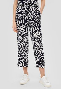 s.Oliver GEMUSTERTE WIDE LEG - Broek - navy