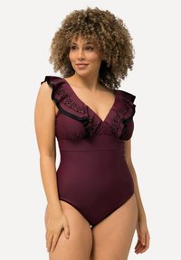 Ulla Popken VOLANTS LASERCUT SOFTCUPS - Maillot de bain - dark berry