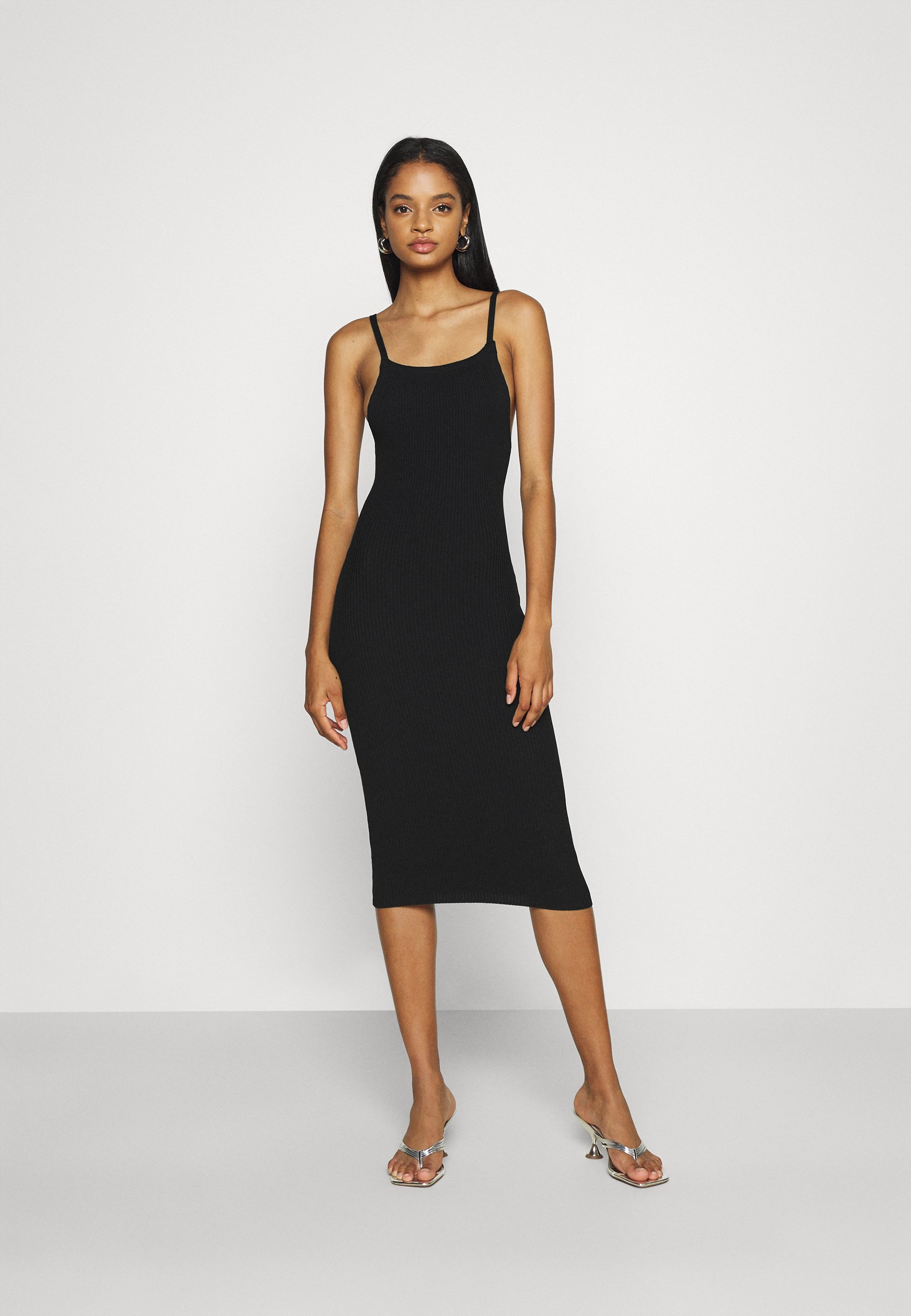 Missguided SQUARE NECK MIDI DRESS - Freizeitkleid - black/schwarz