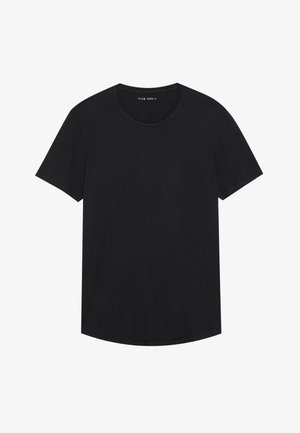 Black short-sleeve t-shirt made from soft fabric with a classic crew neck and a straight hem. No visible logos or patterns.