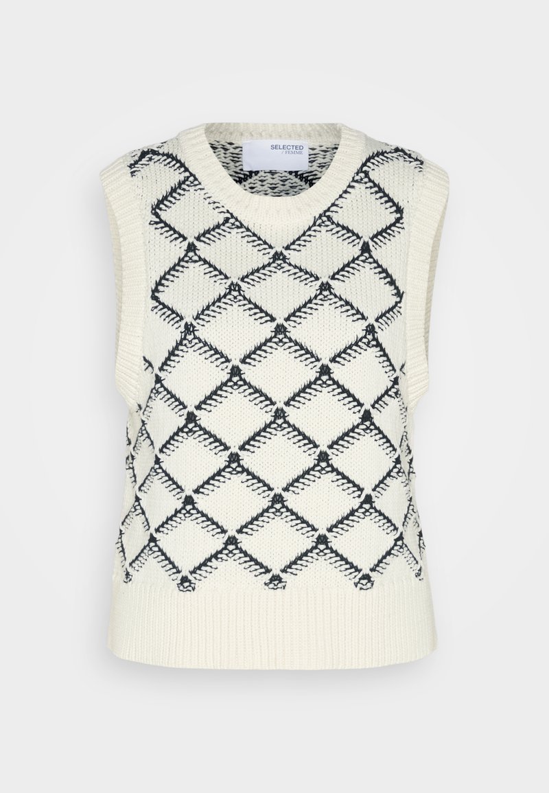 Selected Femme SLFOLIVIA CROPPED VEST - Jumper - birch/black - Zalando.de