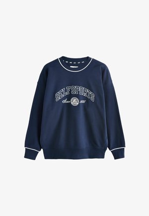 Self., REGULAR FIT - CREW NECK SWEATSHIRT - Sweatshirt - navy slogan