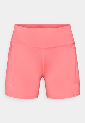 Roze sportshorts gemaakt van glad, rekbaar materiaal. Voorzien van een hoge taille, zijzakken en reflecterende accenten op de pijpen.
