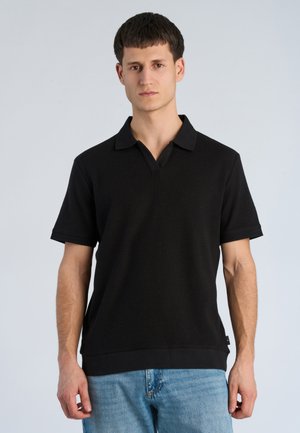 Junk De Luxe OPEN COLLAR STRUCTURE - Poloshirt - black