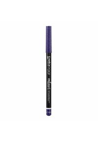 Matita eyeliner viola con un tappo glitterato e corpo nero, con accenti argentati e etichettatura del prodotto lungo il lato.