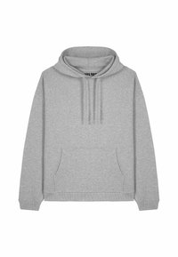 Felpa grigia con cappuccio, tasca frontale, polsini e orlo a costine. Realizzata in tessuto morbido con un design semplice e privo di decorazioni.