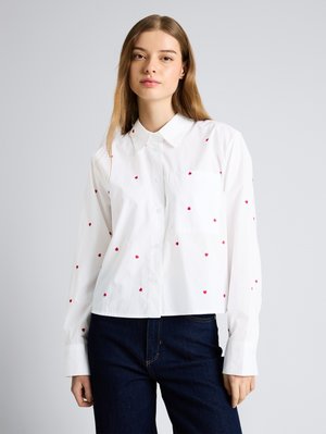 Hemdbluse - white/red heart embroidery