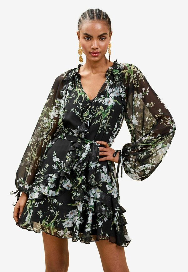 REGULAR FIT - V-NECK RUFFLE MINI - Freizeitkleid