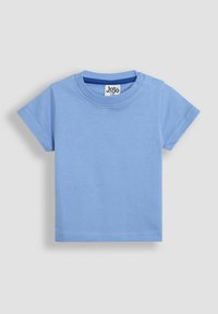 Lyseblå kortærmet T-shirt lavet af blød bomuld, med rund hals og kontrasterende blå kant samt to trykknapper på skulderen.