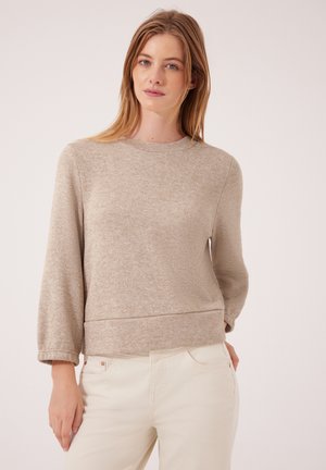 Street One Studio 3/4-ARM SHIRT IM STRICK-LOOK MIT GLITZER - Striktrøje - biscuit sand mel.