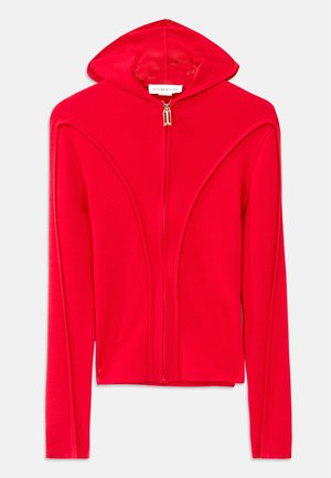 PIPING DETAIL HOODED - Zip-up sweatshirt - bright rose