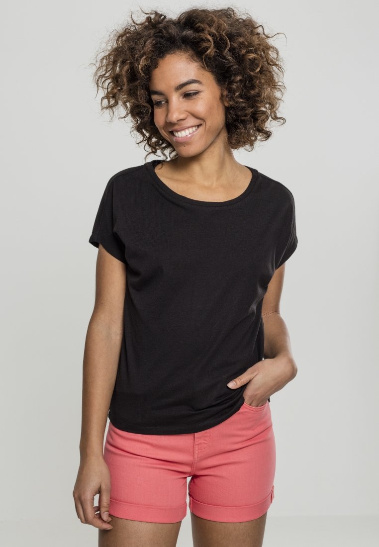Damen T-Shirts | Urban Classics LADIES BASIC DROP SHOULDER T-Shirt basic black/schwarz - MH57321 Damen T-Shirts | Urban Classics LADIES BASIC DROP SHOULDER T-Shirt basic black/schwarz - MH57321