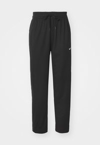 Pantalon de survêtement noir Nike avec ceinture élastique, cordon de serrage, poches latérales et petit logo blanc Nike sur la cuisse gauche.
