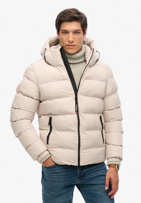 HOODED PUFFER - Winterjacke - beige