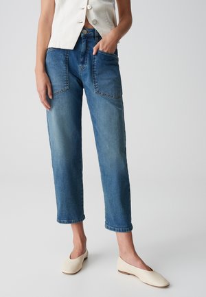 MID RISE ANKLE TAPERED FIT - Jeans Straight Leg - mid heavy blue