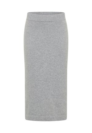 Gonna a matita grigia chiaro in maglia con elastico in vita e orlo dritto, progettata per una silhouette aderente.