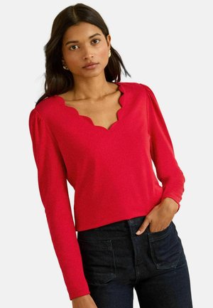 REGULAR FIT SCALLOP V-NECK  - Hosszú ujjú felső - red