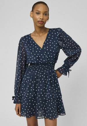 COURTE IMPRIMÉE - Robe de jour - bleu foncé